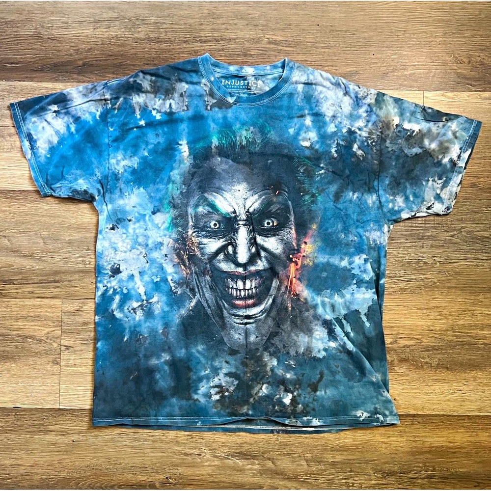 Injustice Gods Among Us Joker T Shirt 2XL Blue Tie Dye DC Comics Graphic Tee